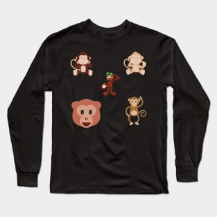 Monkeys 5 pk Stickers Collection Long Sleeve T-Shirt